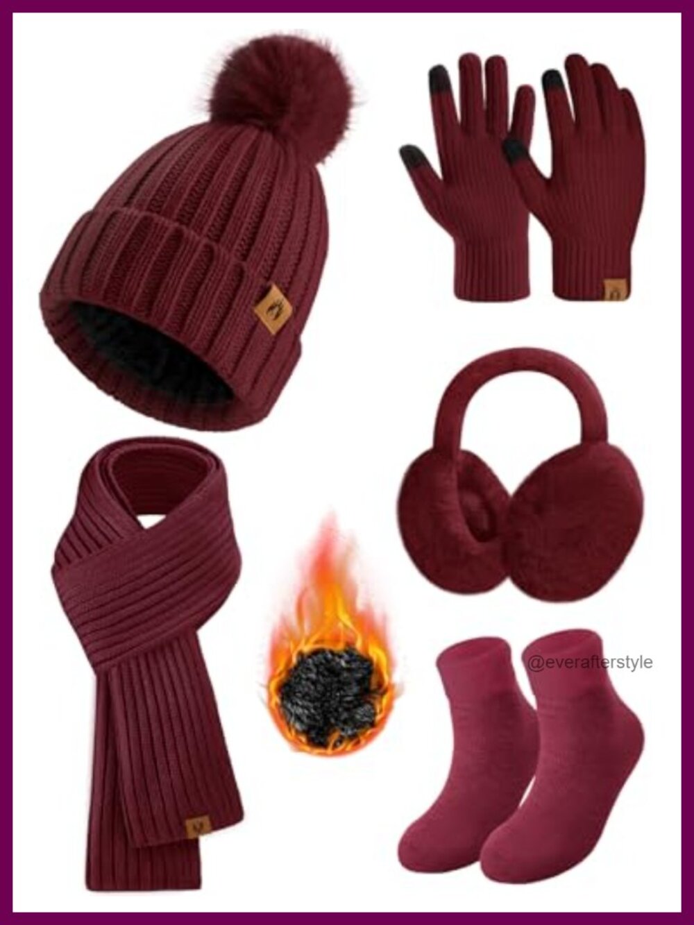 5-Piece Winter Set: Beanie, Scarf, Touchscreen Gloves, Ear Muffs, Fuzzy Socks